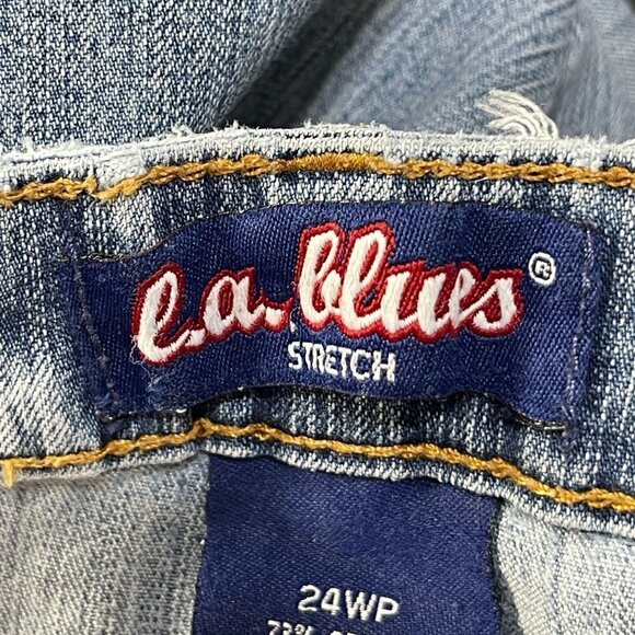 LA Blues Stretch Jeans Light Wash Distressed 5-Pocket Size 24 WP - Picture 4 of 9